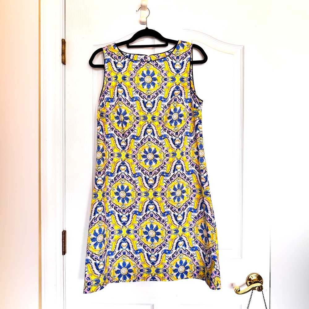 Betsey Johnson Vibrant Yellow and Blue Mini Dress Size 10